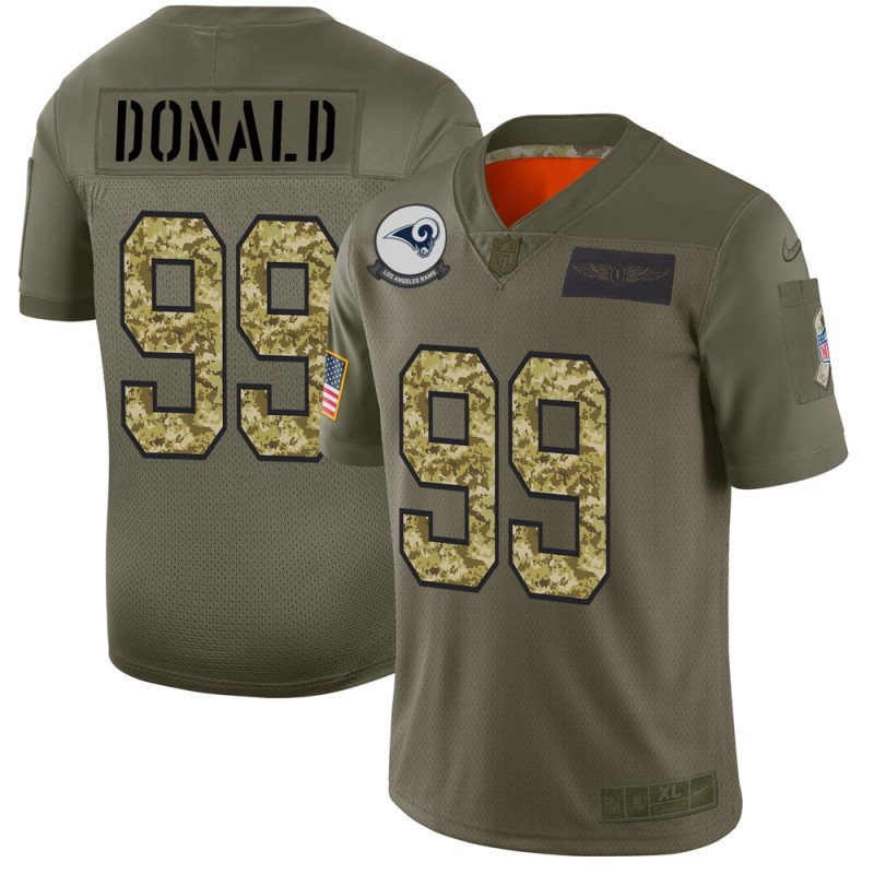 Los Angeles Rams #99 Aaron Donald Nike 2019 Olive Camo Salute To Service Limited NFL Jersey - LAR72