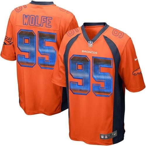 Nike Broncos #95 Derek Wolfe Orange Team Color Stitched NFL Limited Strobe Jersey