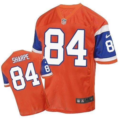 Nike Broncos #84 Shannon Sharpe Orange Throwback Stitched NFL Elite Jersey