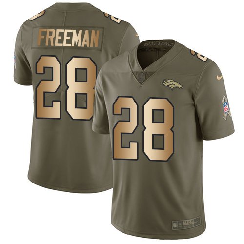 Nike Broncos #28 Royce Freeman Olive/Gold Stitched NFL Limited 2017 Salute To Service Jersey