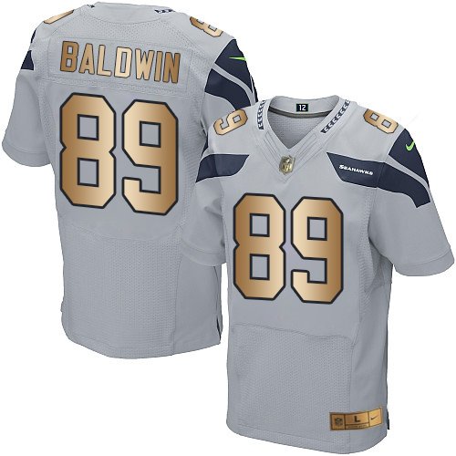 Nike Seahawks #89 Doug Baldwin Grey Alternate Stitched NFL Elite Gold Jersey