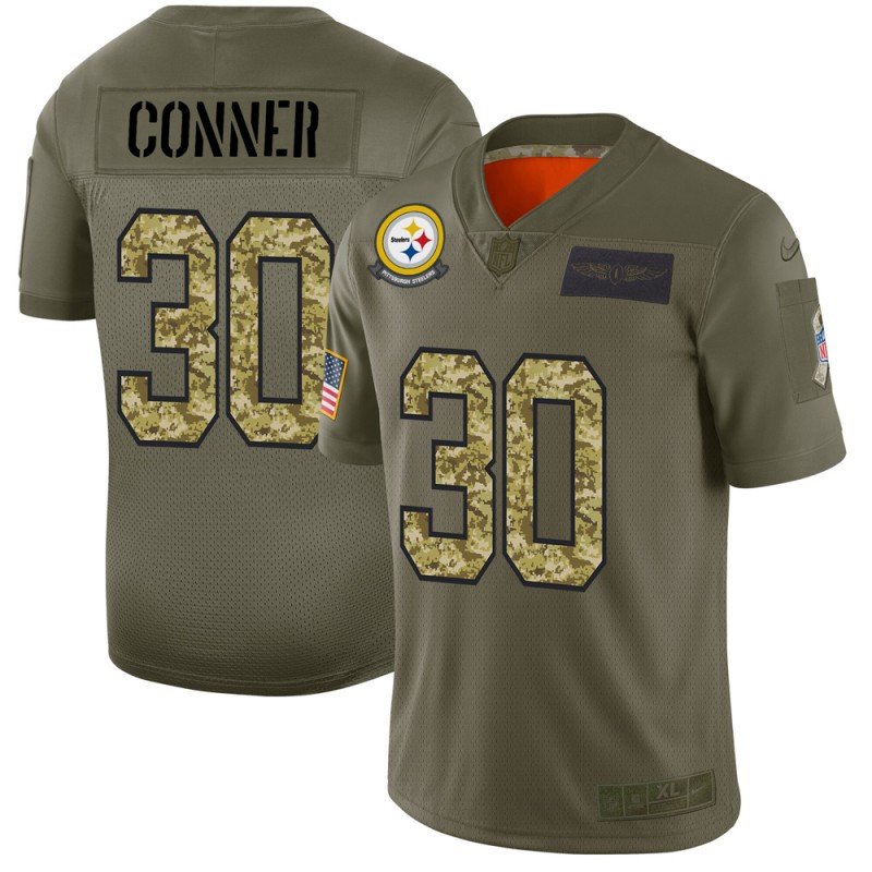 Pittsburgh Steelers #30 James Conner Nike 2019 Olive Camo Salute To Service Limited NFL Jersey - PSJ122