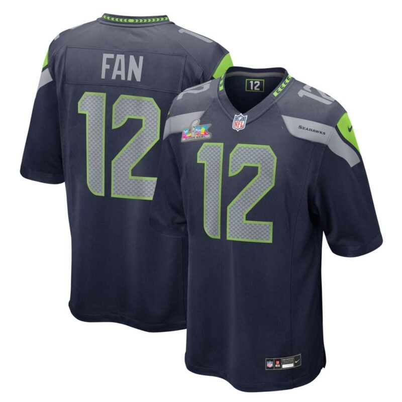 Seattle Seahawks 12s  College Navy Super Bowl LX Patch Game Jersey - SSR662