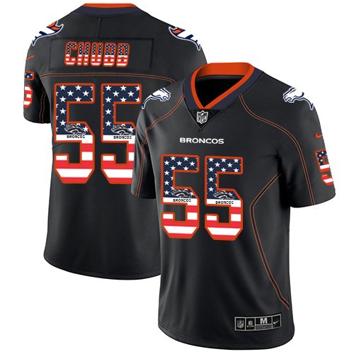 Nike Broncos #55 Bradley Chubb Black Stitched NFL Limited Rush USA Flag Jersey