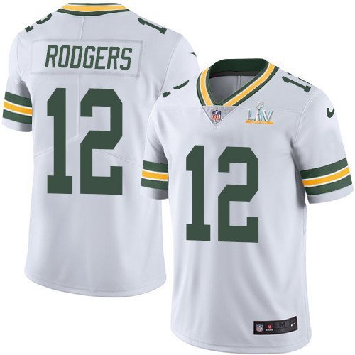 Green Bay Packers #12 Aaron Rodgers White 2021 Super Bowl LV Stitched Jersey - GBJ600