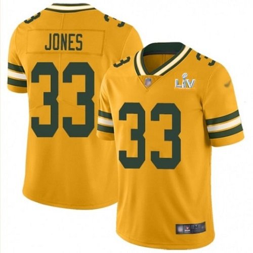 Green Bay Packers #33 Aaron Jones Gold 2021 Super Bowl LV Stitched Jersey - GBJ230