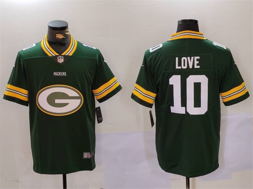 Green Green Bay Packers #10 Jordan Love Big Logo Vapor Limited Stitched Football Jersey - GBJ586