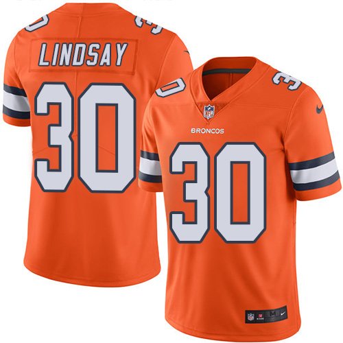 Nike Broncos #30 Phillip Lindsay Orange Stitched NFL Limited Rush Jersey