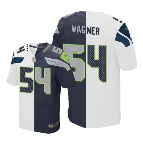 Nike Seahawks #54 Bobby Wagner White/Steel Blue Stitched NFL Elite Split Jersey