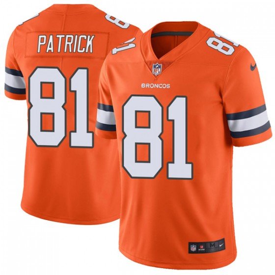 Nike Broncos #81 Tim Patrick Orange Stitched NFL Limited Rush Jersey