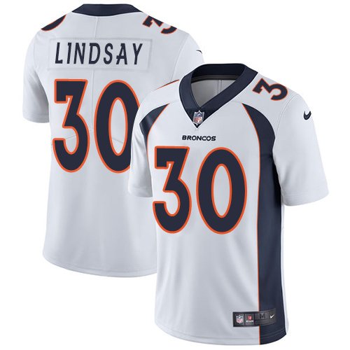 Nike Broncos #30 Phillip Lindsay White Stitched NFL Vapor Untouchable Limited Jersey