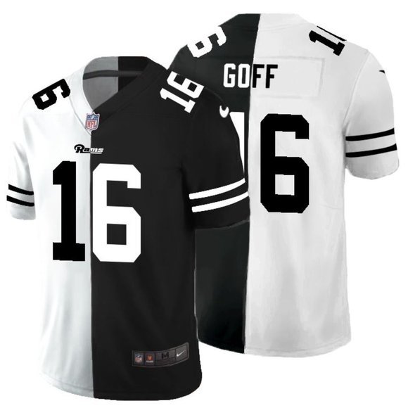 Los Angeles Rams Black & White Split #16 Jared Goff Limited Stitched Jersey - LAR210