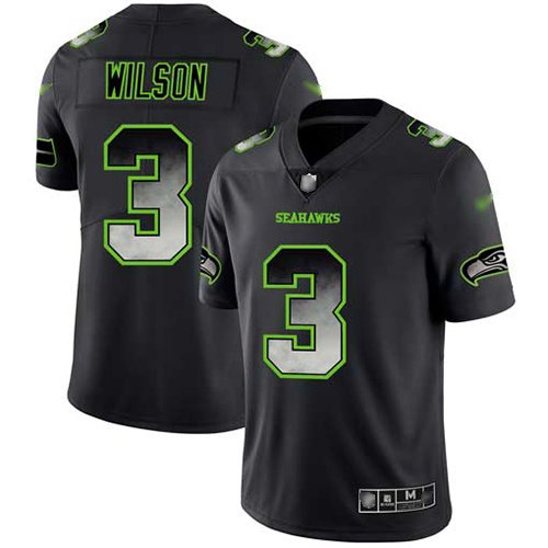 Nike Seahawks #3 Russell Wilson Black Stitched NFL Vapor Untouchable Limited Smoke Fashion Jersey
