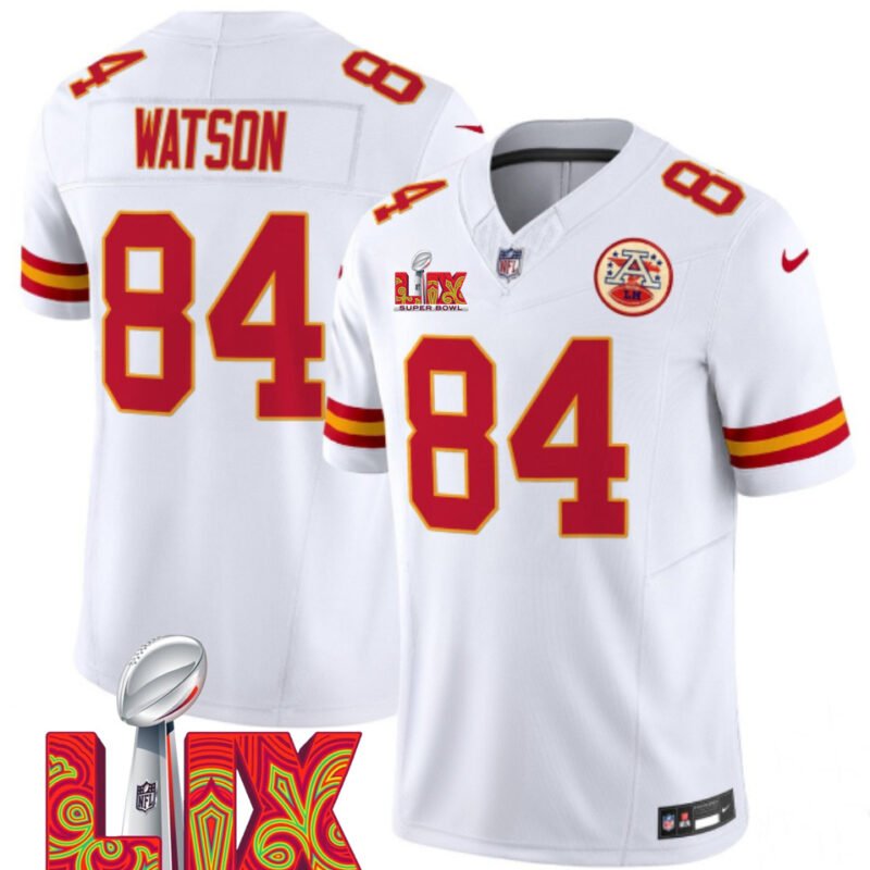 White Kansas City Chiefs #84 Justin Watson 2025 Super Bowl LIX Patch F.U.S.E. Vapor Limited Stitched Football Jersey - KCJ55