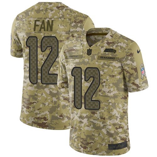 Nike Seahawks #12 Fan Camo Stitched NFL Limited 2018 Salute To Service Jersey