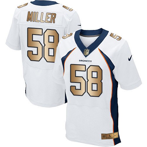 Nike Broncos #58 Von Miller White Stitched NFL New Elite Gold Jersey
