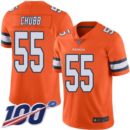 Nike Broncos #55 Bradley Chubb Orange Stitched NFL Limited Rush 100th Season Jersey