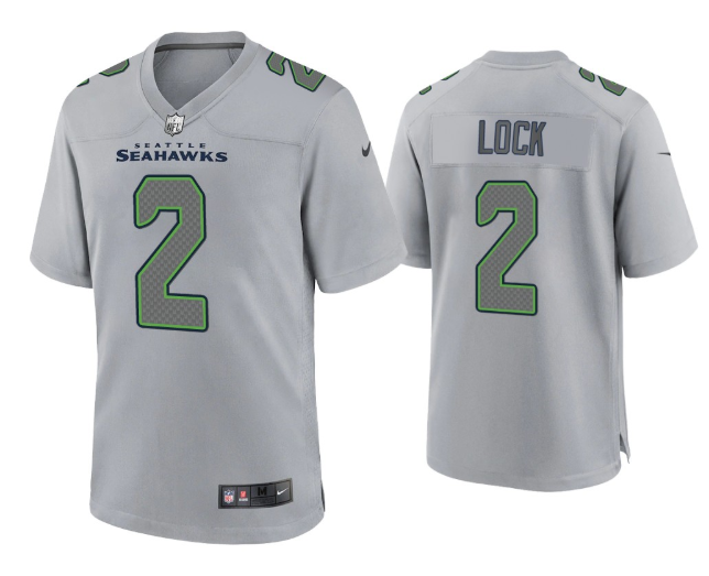 Grey Seattle Seahawks #2 Drew Lock Atmosphere Fashion Stitched Game Jersey