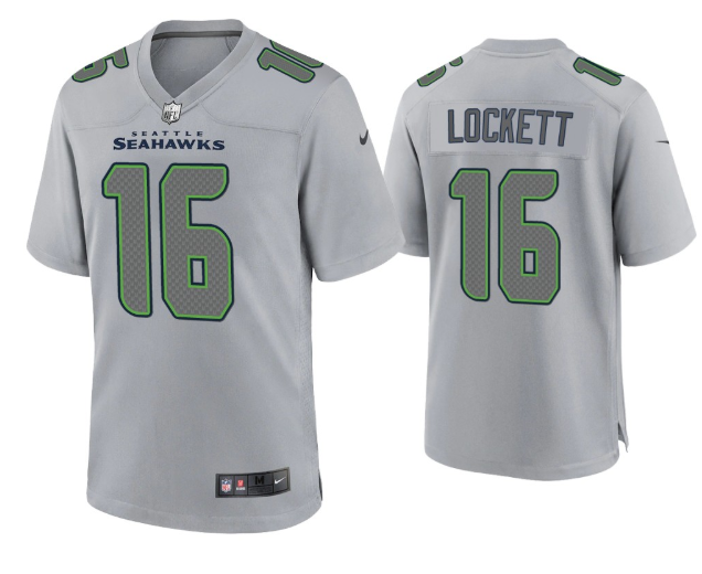 Grey Seattle Seahawks #16 Tyler Lockett Atmosphere Fashion Stitched Game Jersey