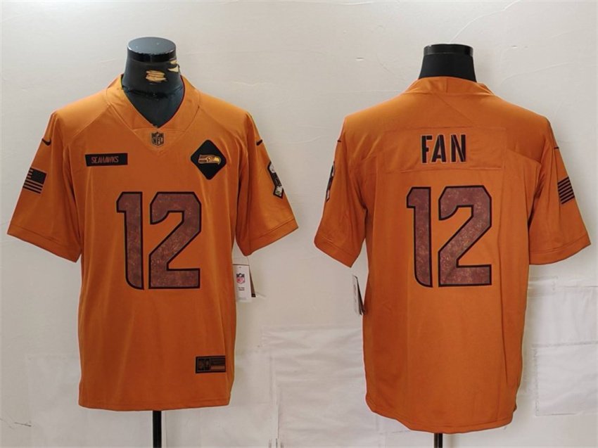 Brown Seattle Seahawks #12 Fan 2023 Salute To Service Limited Stitched Football Jersey