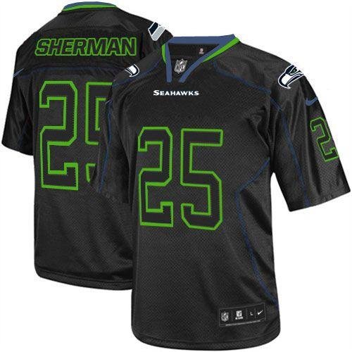 Nike Seahawks #25 Richard Sherman Lights Out Black Stitched NFL Elite Jersey