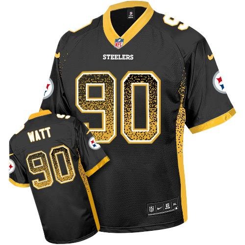 Nike Steelers #90 T. J. Watt Black Team Color Stitched NFL Elite Drift Fashion Jersey - PSJ758