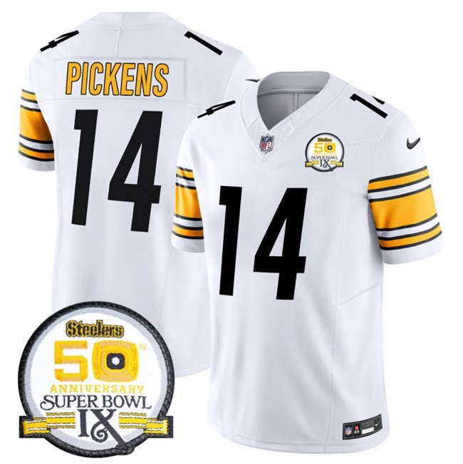 White Pittsburgh Steelers #14 George Pickens 2024 F.U.S.E. 50th Anniversary Of Super Bowl IX Alternate Vapor Untouchable Limited Stitched Jersey - PSJ210