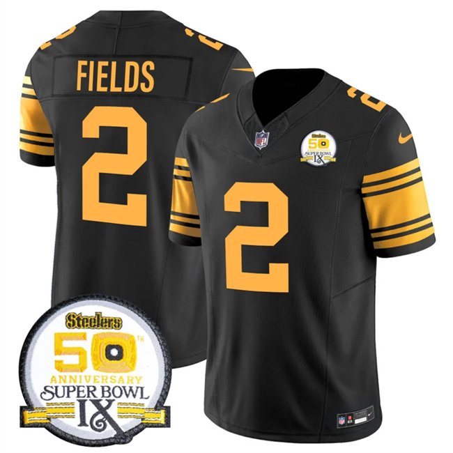 Black Pittsburgh Steelers #2 Justin Fields 2024 F.U.S.E. 50th Anniversary Of Super Bowl IX Color Rush Limited Stitched Jersey - PSJ275