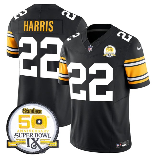 Black Pittsburgh Steelers #22 Najee Harris 2024 F.U.S.E. 50th Anniversary Of Super Bowl IX Vapor Untouchable Limited Stitched Jersey - PSJ669