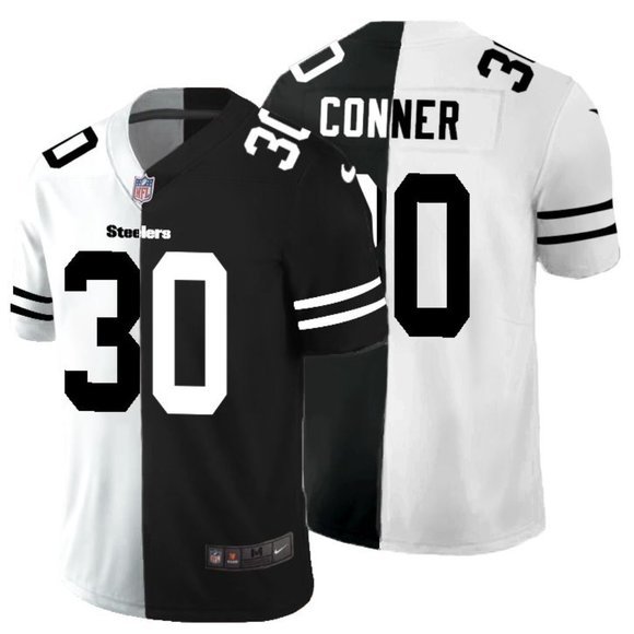 Pittsburgh Steelers Black & White Split #30 James Conner Limited Stitched Jersey - PSJ476