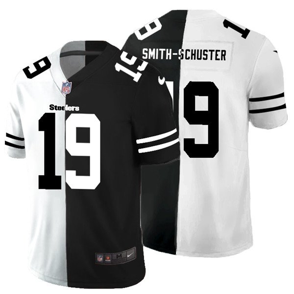 Pittsburgh Steelers Black & White Split #19 JuJu Smith-Schuster Limited Stitched Jersey - PSJ652