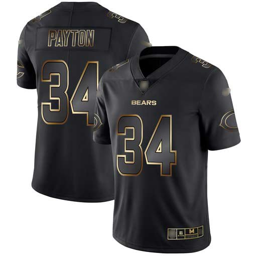 Nike Bears #34 Walter Payton Black/Gold Stitched NFL Vapor Untouchable Limited Jersey - CBJ423