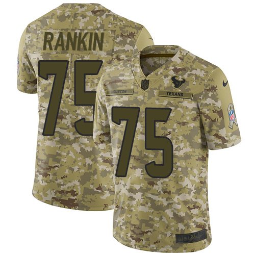 Nike Texans #75 Martinas Rankin Camo Stitched NFL Limited 2018 Salute To Service Jersey - HTJ389