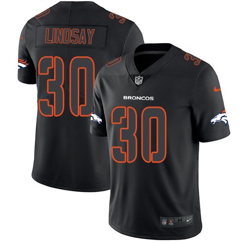Nike Broncos #30 Phillip Lindsay Black Stitched NFL Limited Rush Impact Jersey