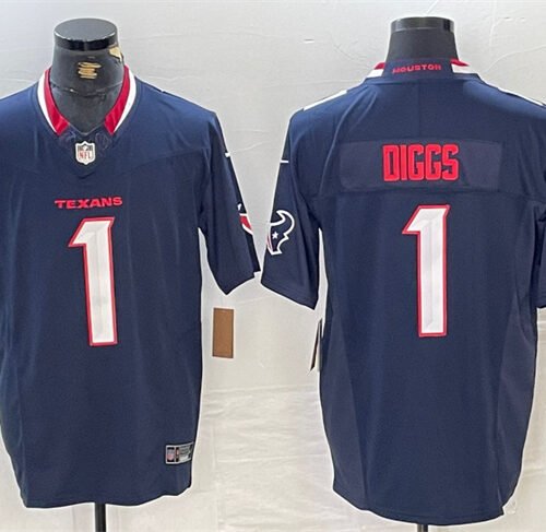 Navy Houston Texans #1 Stefon Diggs F.U.S.E. Vapor Limited Stitched Football Jersey - HTJ306