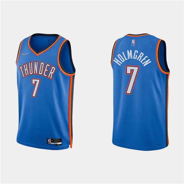 Blue Oklahoma City Thunder #7 Chet Holmgren Icon Edition 75th Anniversary Stitched Basketball Jersey - OKC93