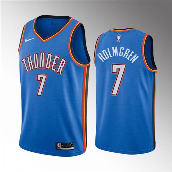 Blue Oklahoma City Thunder #7 Chet Holmgren Stitched Basketball Jersey - OKC59