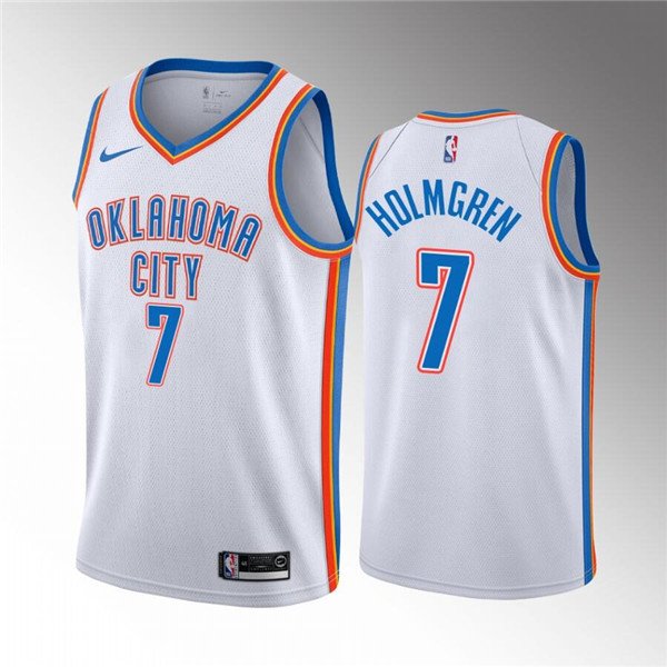 White Oklahoma City Thunder #7 Chet Holmgren Association Edition Stitched Basketball Jersey - OKC45
