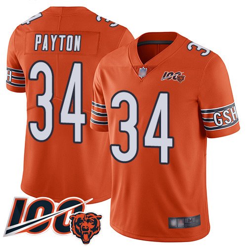 Nike Bears #34 Walter Payton Orange Stitched NFL Limited Rush 100th Season Jersey - CBJ509