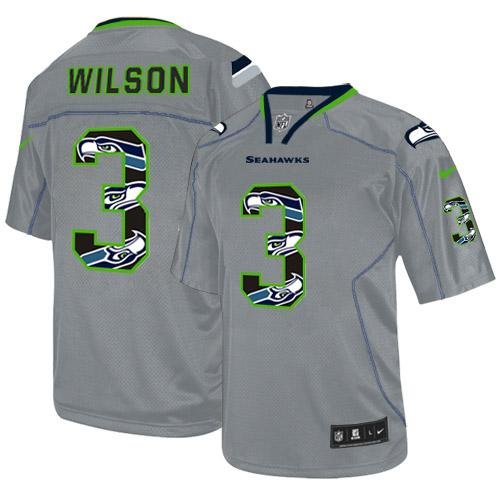 Nike Seahawks #3 Russell Wilson New Lights Out Grey Stitched NFL Elite Jersey