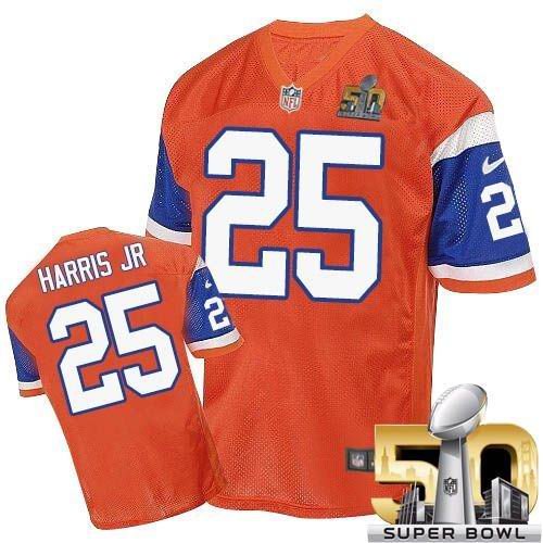 Broncos Orange #25 Chris Harris Jr Throwback Super Bowl 50 Stitched NFL Elite Jersey