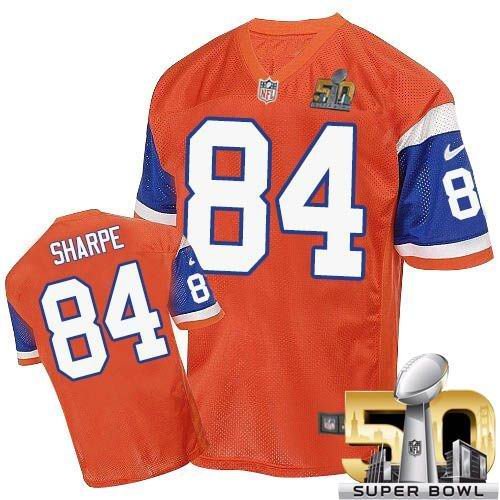 Broncos Orange #84 Shannon Sharpe Throwback Super Bowl 50 Stitched NFL Elite Jersey