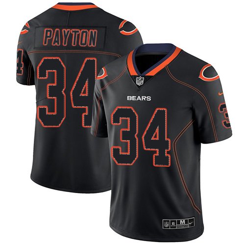 Nike Bears #34 Walter Payton Lights Out Black Stitched NFL Limited Rush Jersey - CBJ191