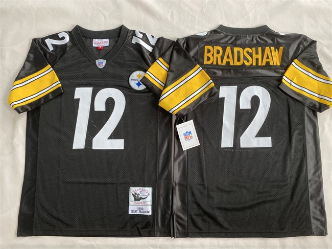 Black Pittsburgh Steelers #12 Terry Bradshaw Stitched Football Jersey - PSJ158