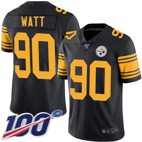 Nike Steelers #90 T. J. Watt Black Stitched NFL Limited Rush 100th Season Jersey - PSJ111