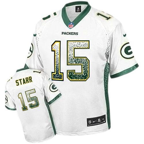 Nike Packers #15 Bart Starr White Stitched NFL Elite Drift Fashion Jersey - GBJ203