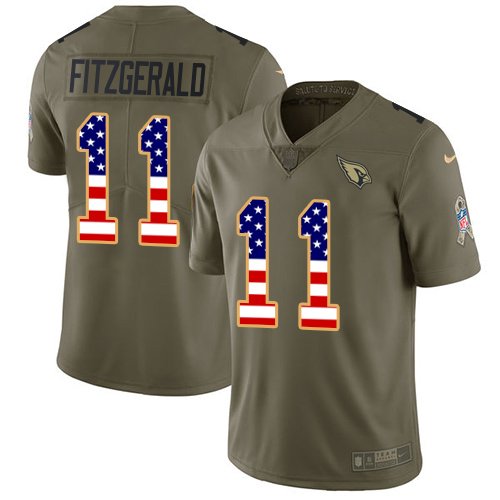 Nike Cardinals #11 Larry Fitzgerald Olive/USA Flag Stitched NFL Limited 2017 Salute to Service Jersey - ACJ196