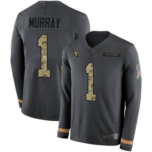 Nike Cardinals #1 Kyler Murray Anthracite Salute to Service Stitched NFL Limited Therma Long Sleeve Jersey - ACJ84
