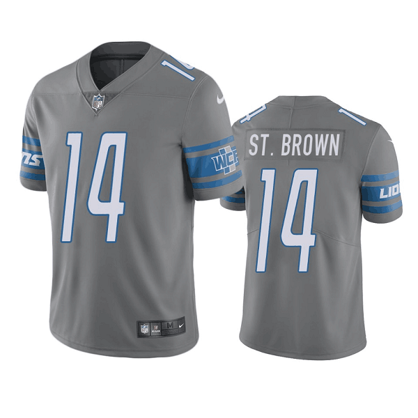 Grey Detroit Lions #14 Mon-Ra St. Brown Vapor Untouchable Limited Stitched Jersey - DTL112