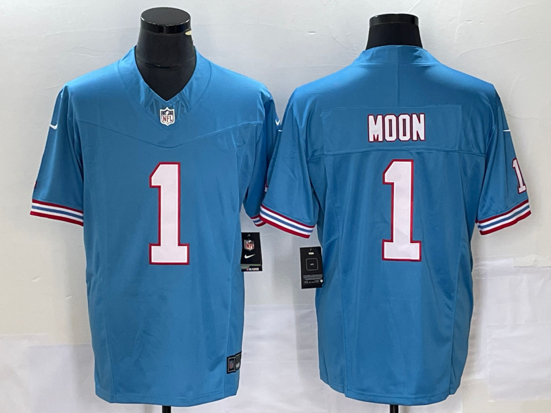 Light Blue Tennessee Titans #1 Warren Moon 2023 F.U.S.E. Vapor Limited Throwback Stitched Football Jersey - TNT47